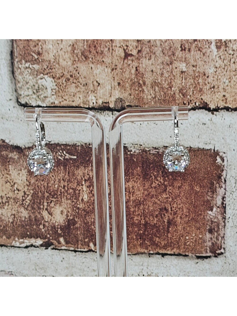 THAI FAS 925 Sterling Silver Halo CZ Leverback Earrings – Elegant Sparkle